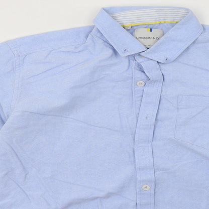 Mens UK Size M larsson & co Blue  Button-Up Long Sleeve Casual Shirt