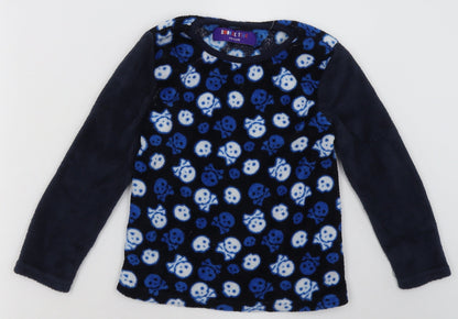 b&m Boys Blue Geometric Polyester  Pyjama Top Size 7-8 Years  Pullover - Skull Print