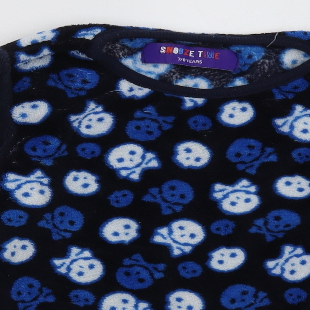 b&m Boys Blue Geometric Polyester  Pyjama Top Size 7-8 Years  Pullover - Skull Print