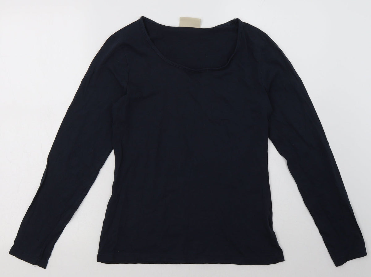 Additional front view of Avenue women’s blue cotton pullover sweatshirt, size S, pullover
