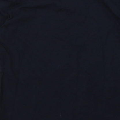 Brand and care label for Avenue women’s blue cotton pullover sweatshirt, size S, pullover