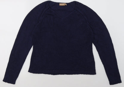 Additional front view of Avenue women’s blue acrylic pullover sweatshirt, size S, pullover