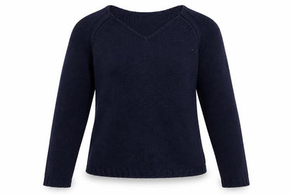 Front view of Avenue women’s blue acrylic pullover sweatshirt, size S, pullover