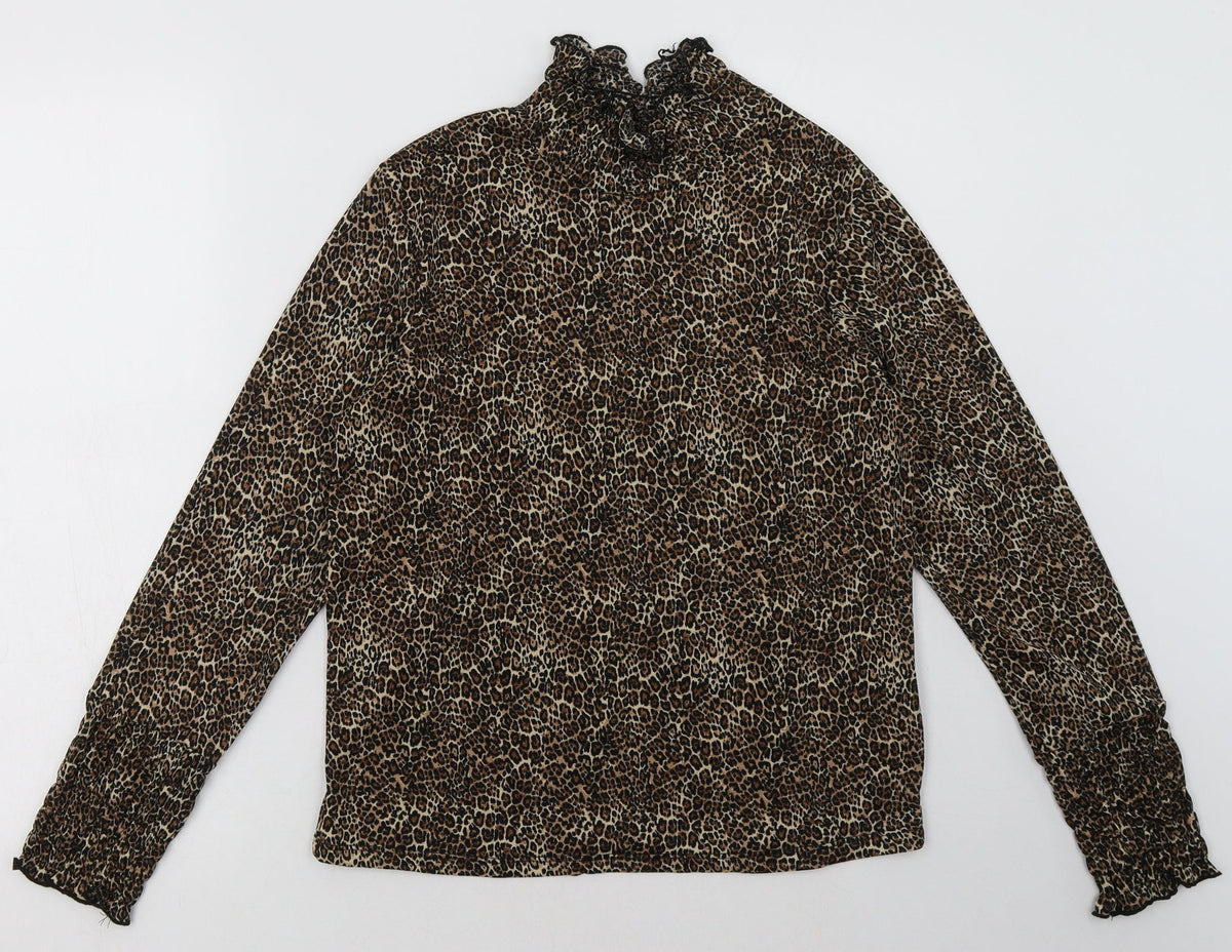 Additional front view of Primark women’s brown animal print polyester pullover, size UK 8, pullover