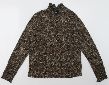 Additional front view of Primark women’s brown animal print polyester pullover, size UK 8, pullover