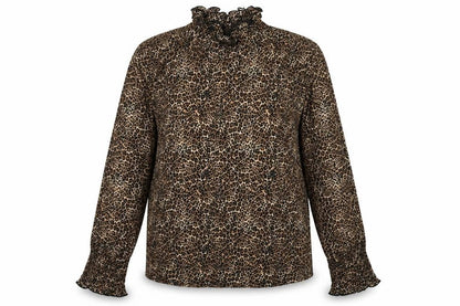 Front view of Primark women’s brown animal print polyester pullover, size UK 8, pullover