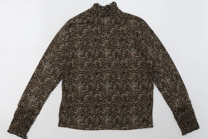 Back view of Primark women’s brown animal print polyester pullover, size UK 8, pullover