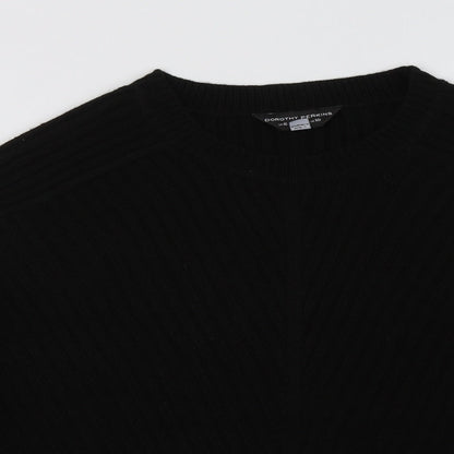 Close-up detail of Dorothy Perkins women’s black acrylic pullover sweatshirt, size UK 10, pullover