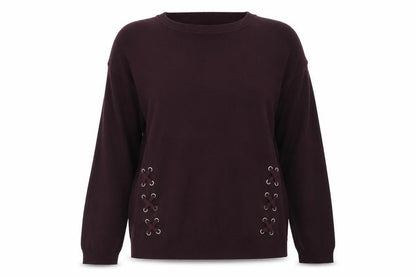Front view of Select women’s purple acrylic pullover sweatshirt, size UK 10, pullover