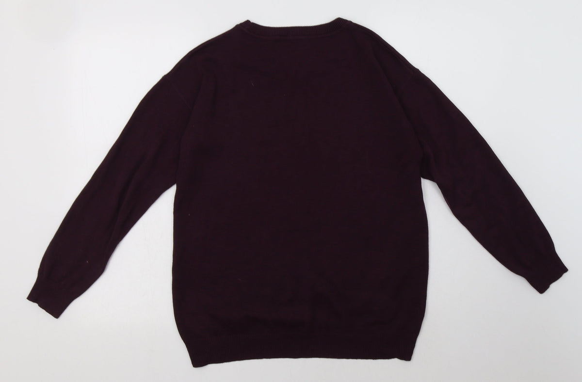 Back view of Select women’s purple acrylic pullover sweatshirt, size UK 10, pullover