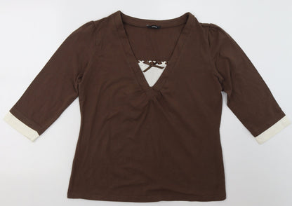 Additional front view of South women’s brown cotton pullover sweatshirt, size UK 18, pullover