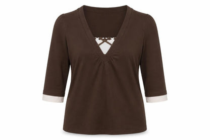 Front view of South women’s brown cotton pullover sweatshirt, size UK 18, pullover