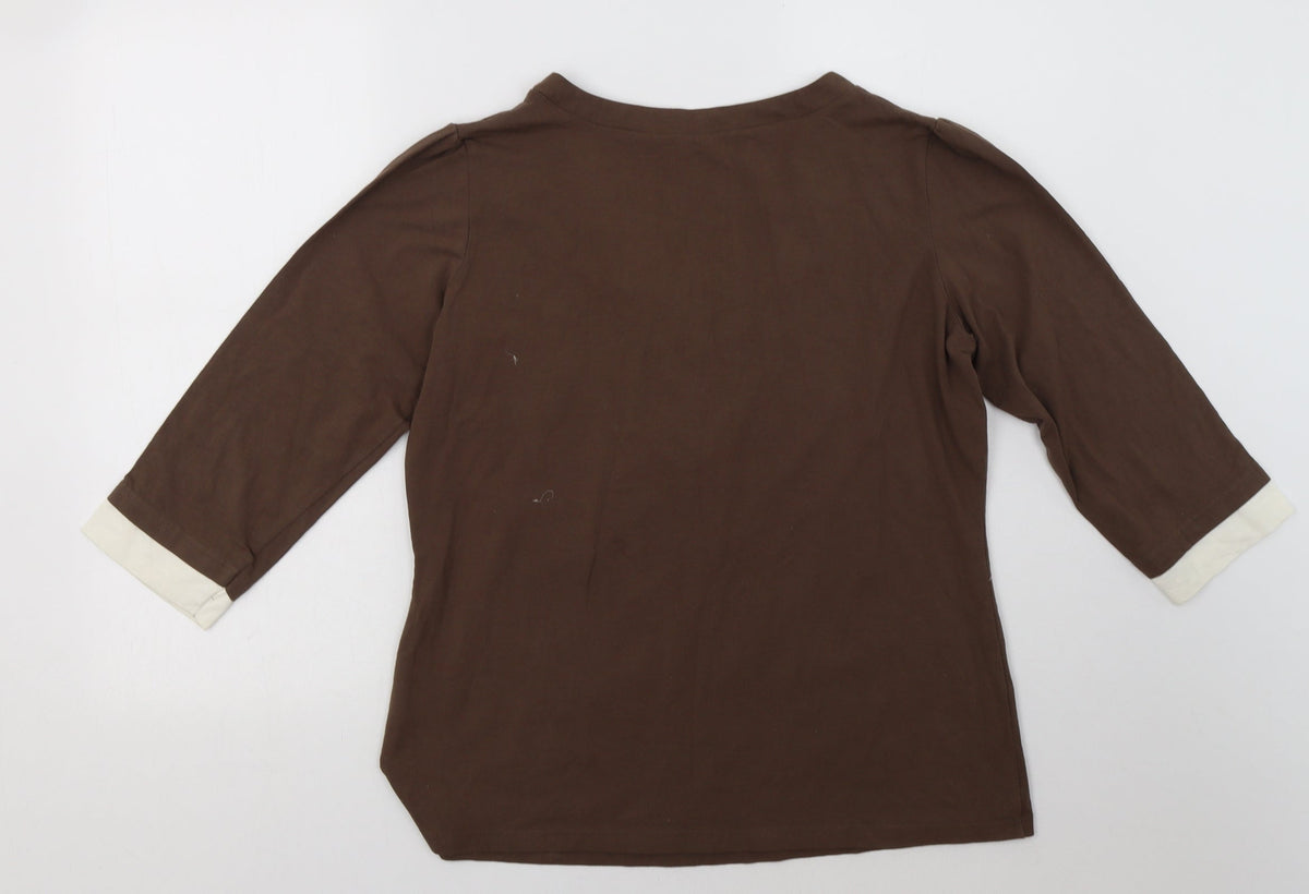 Back view of South women’s brown cotton pullover sweatshirt, size UK 18, pullover
