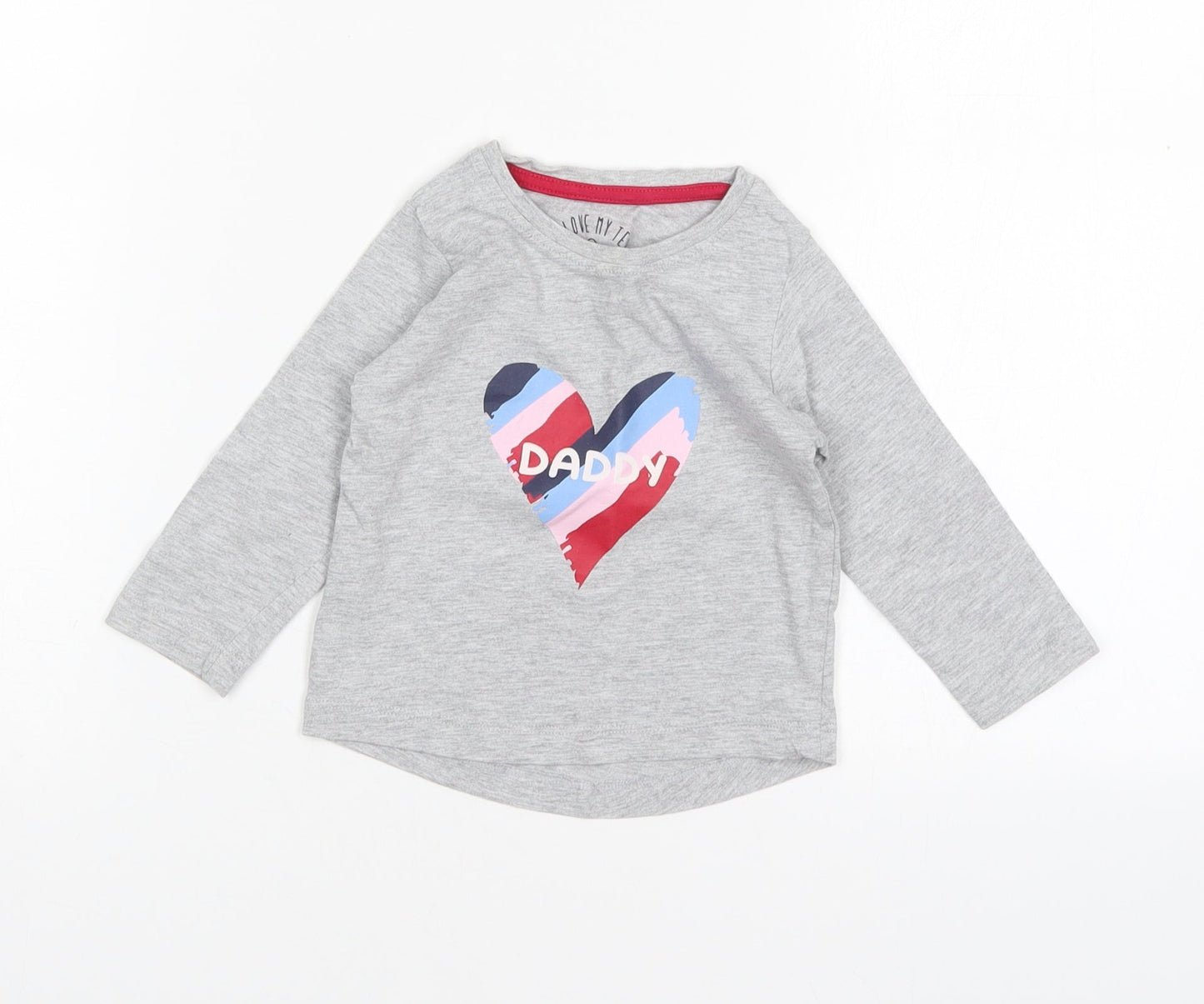 Matalan Girls Grey  Cotton Basic T-Shirt Size 9-12 Months Round Neck  - Daddy