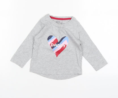 Matalan Girls Grey  Cotton Basic T-Shirt Size 9-12 Months Round Neck  - Daddy