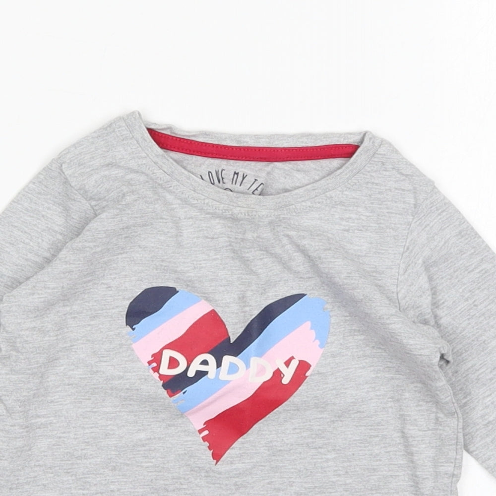 Matalan Girls Grey  Cotton Basic T-Shirt Size 9-12 Months Round Neck  - Daddy