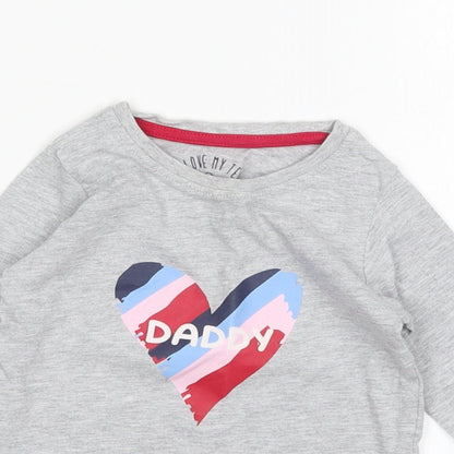 Matalan Girls Grey  Cotton Basic T-Shirt Size 9-12 Months Round Neck  - Daddy