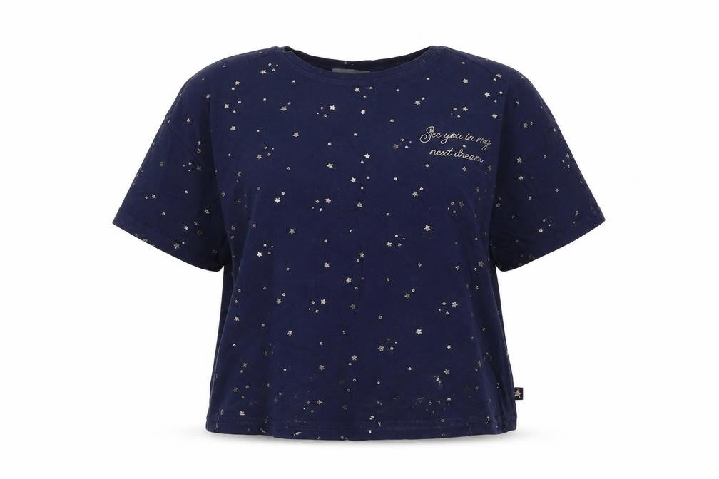 Front view of New Look women’s multicoloured polka dot cotton top pyjama top, size L