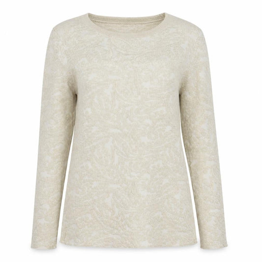 Front view of Sweewë women’s gold round neck floral polyamide jumper, size S