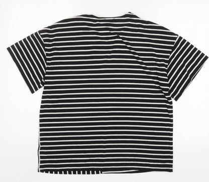 NEXT Womens Multicoloured V-Neck Striped Viscose Pullover Jumper Size 14