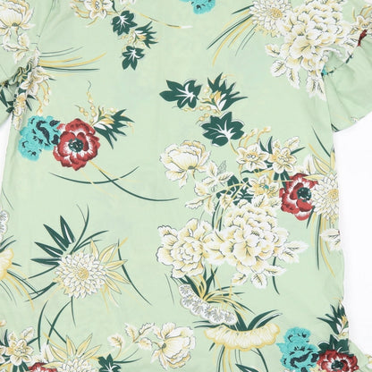 Preworn Womens Multicoloured Floral Polyester A-Line  Size XL  Round Neck