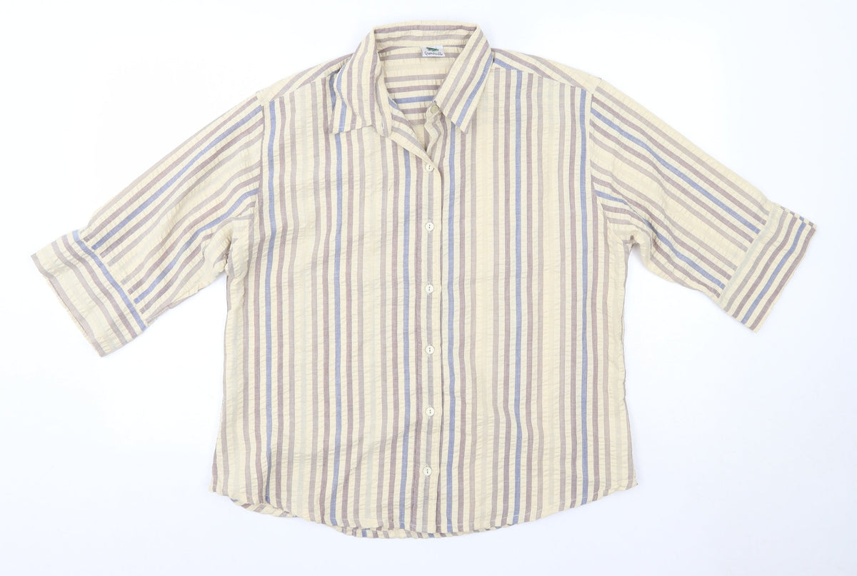 Additional front view of Grenoville women’s multicoloured striped polyester basic button-up, size L, collared