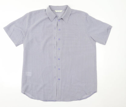 Womens UK Size 18 Joie de Vivre Blue Basic Button-Up