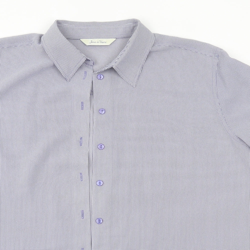 Womens UK Size 18 Joie de Vivre Blue Basic Button-Up