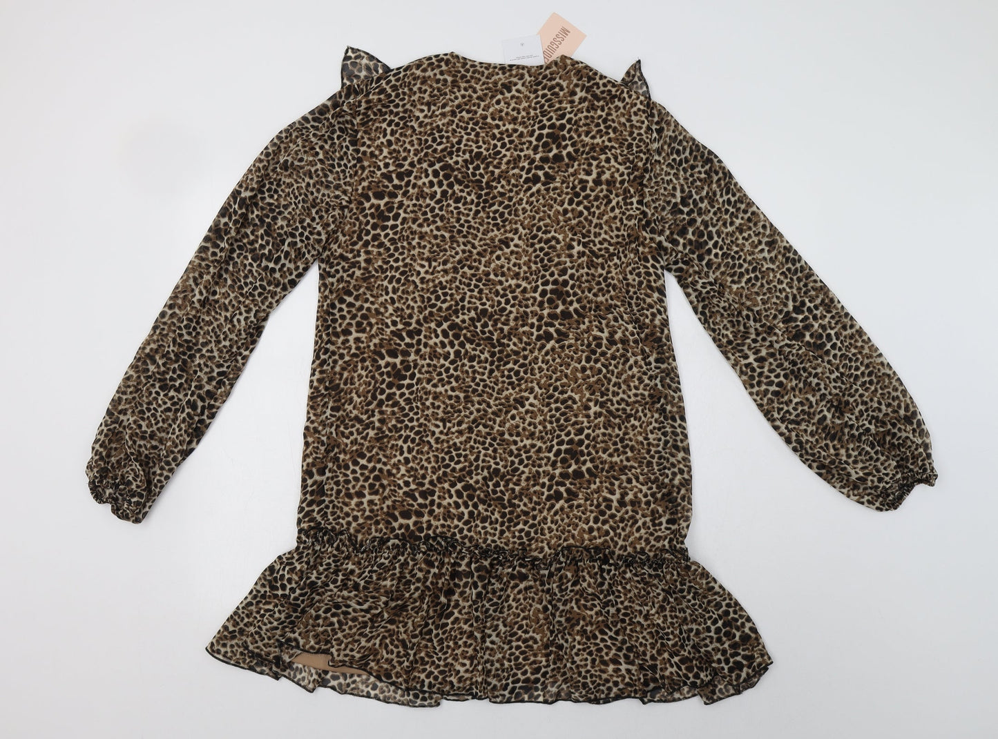 Missg Womens Beige Animal Print Polyester Shift  Size 10  V-Neck