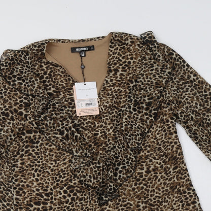 Missg Womens Beige Animal Print Polyester Shift  Size 10  V-Neck