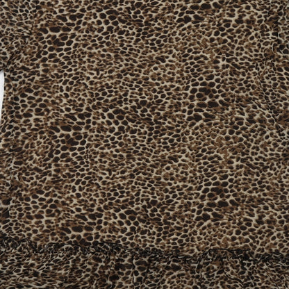 Missg Womens Beige Animal Print Polyester Shift  Size 10  V-Neck
