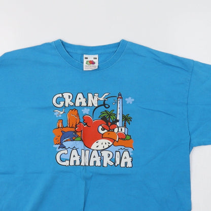 Fruit of the Loom Boys Blue  Cotton Basic T-Shirt Size 12-13 Years Crew Neck  - Gran Canaria