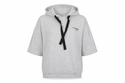 Front view of Primark women’s grey viscose pullover hoodie, size S, - amazing