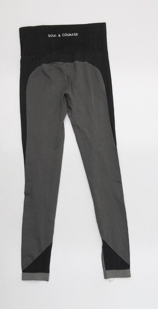 Soul & Courage Womens Grey  Nylon Compression Leggings Size S L26 in Regular