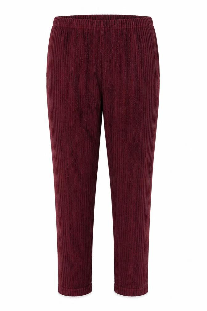 Front view of Kaleidoscope women’s red viscose trousers, size UK 16, 28-inch leg regular