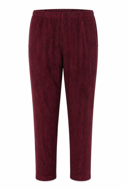 Front view of Kaleidoscope women’s red viscose trousers, size UK 16, 28-inch leg regular