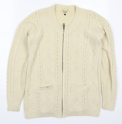 Womens UK Size 6 River Island Beige Full Zip Jumper