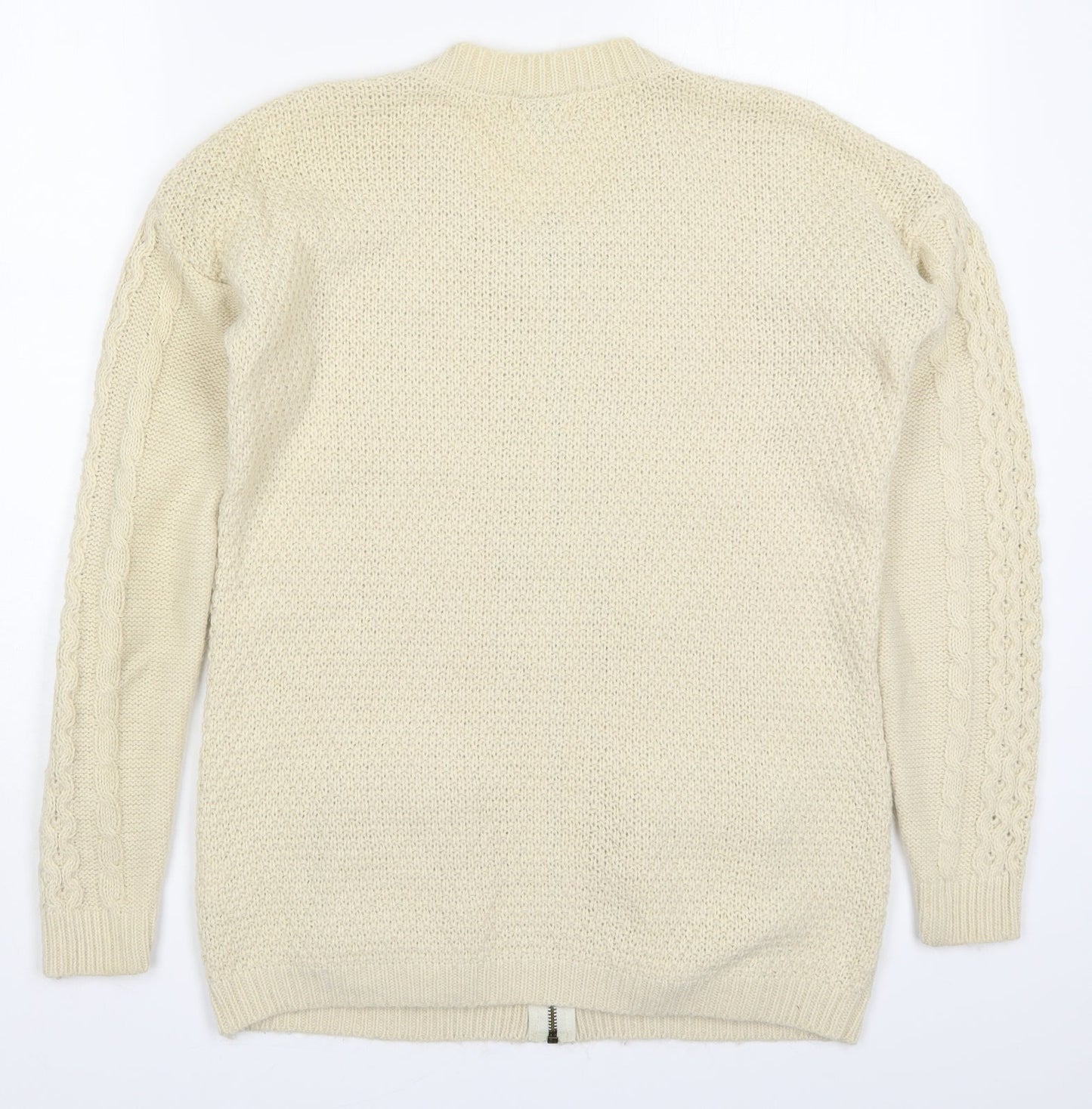 Womens UK Size 6 River Island Beige Full Zip Jumper