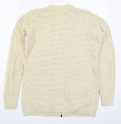 Womens UK Size 6 River Island Beige Full Zip Jumper