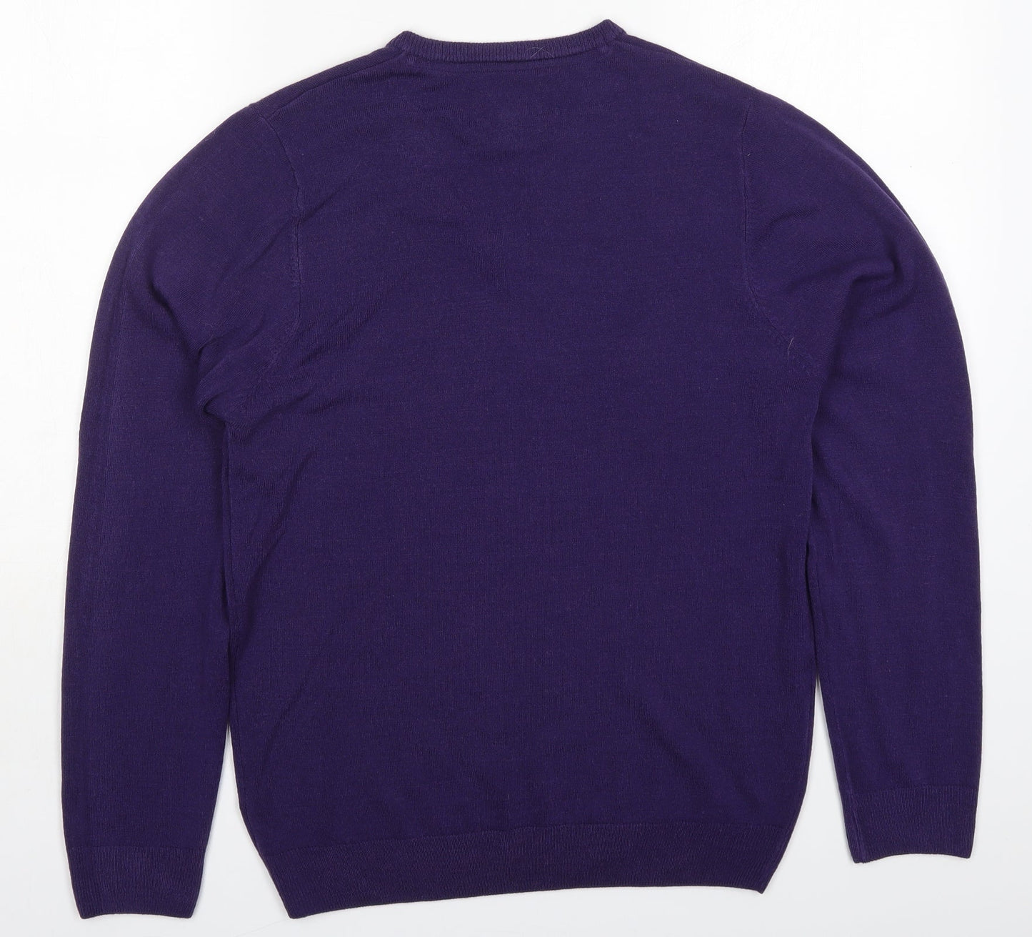 Marks and Spencer Mens Purple V-Neck  Acrylic Pullover Jumper Size S