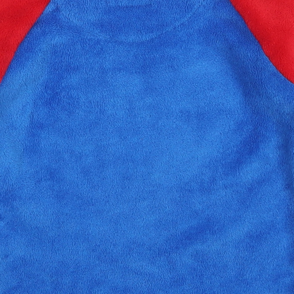 Brand and care label for Primark boys’ blue solid polyester pyjama top, size 4-5, years pullover - red ho ho ho santa