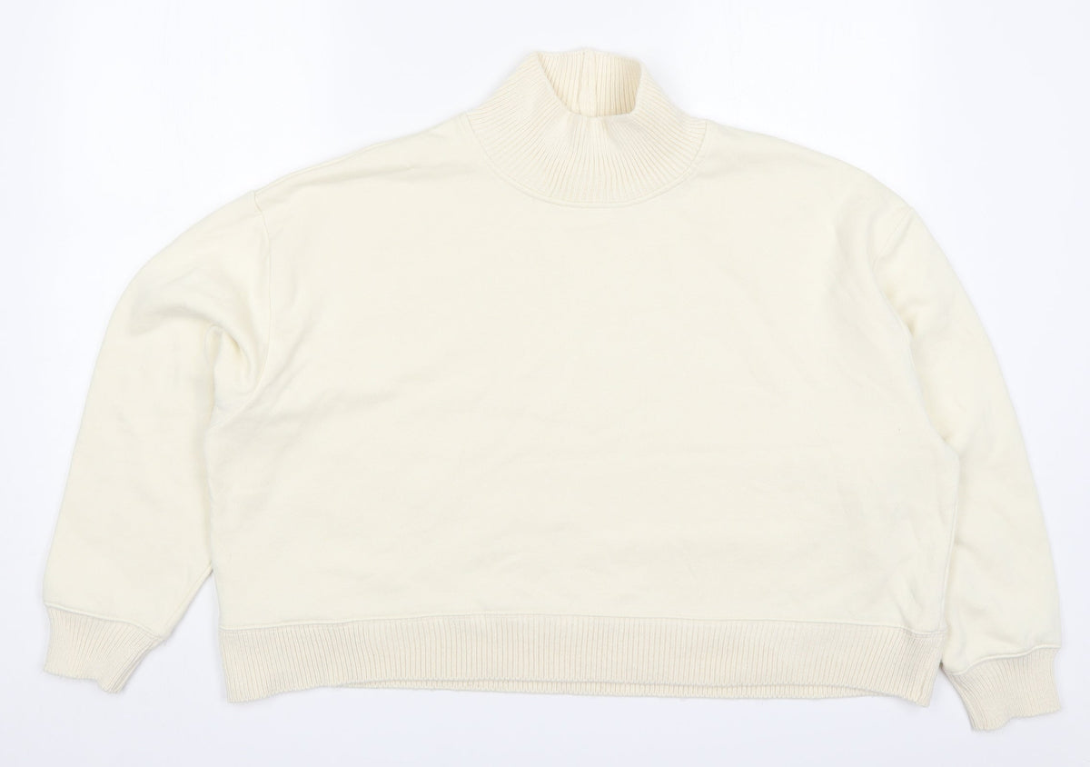 Additional front view of Primark women’s beige cotton pullover sweatshirt, size UK 18, pullover