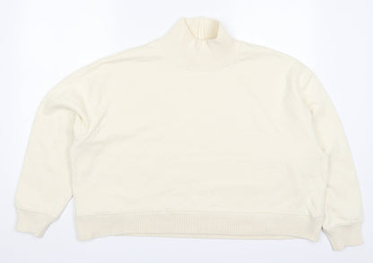 Additional front view of Primark women’s beige cotton pullover sweatshirt, size UK 18, pullover
