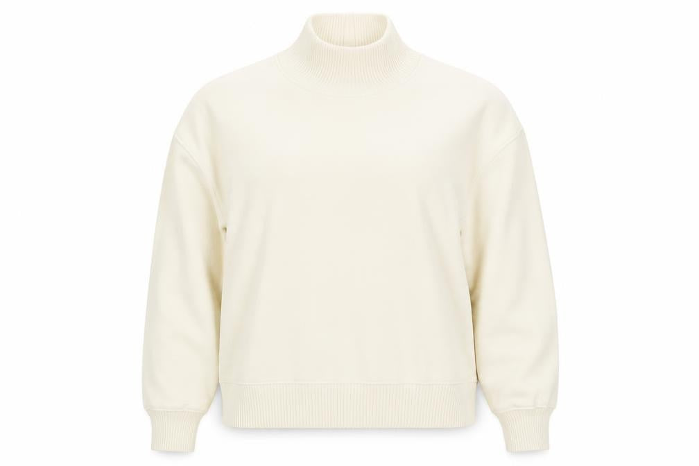 Front view of Primark women’s beige cotton pullover sweatshirt, size UK 18, pullover