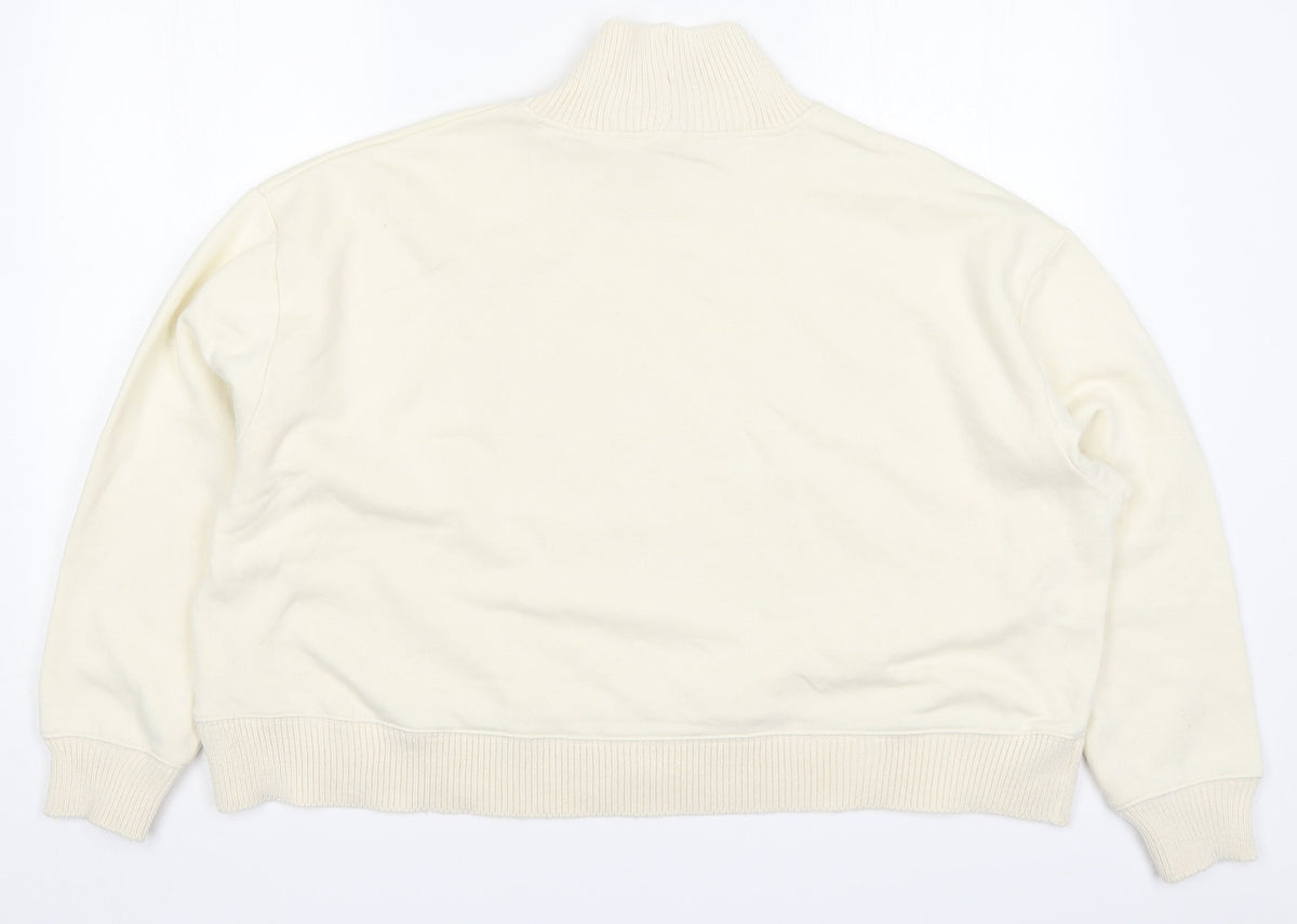 Back view of Primark women’s beige cotton pullover sweatshirt, size UK 18, pullover