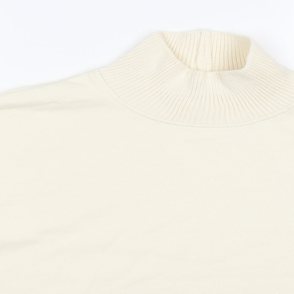 Close-up detail of Primark women’s beige cotton pullover sweatshirt, size UK 18, pullover