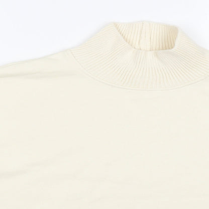 Close-up detail of Primark women’s beige cotton pullover sweatshirt, size UK 18, pullover
