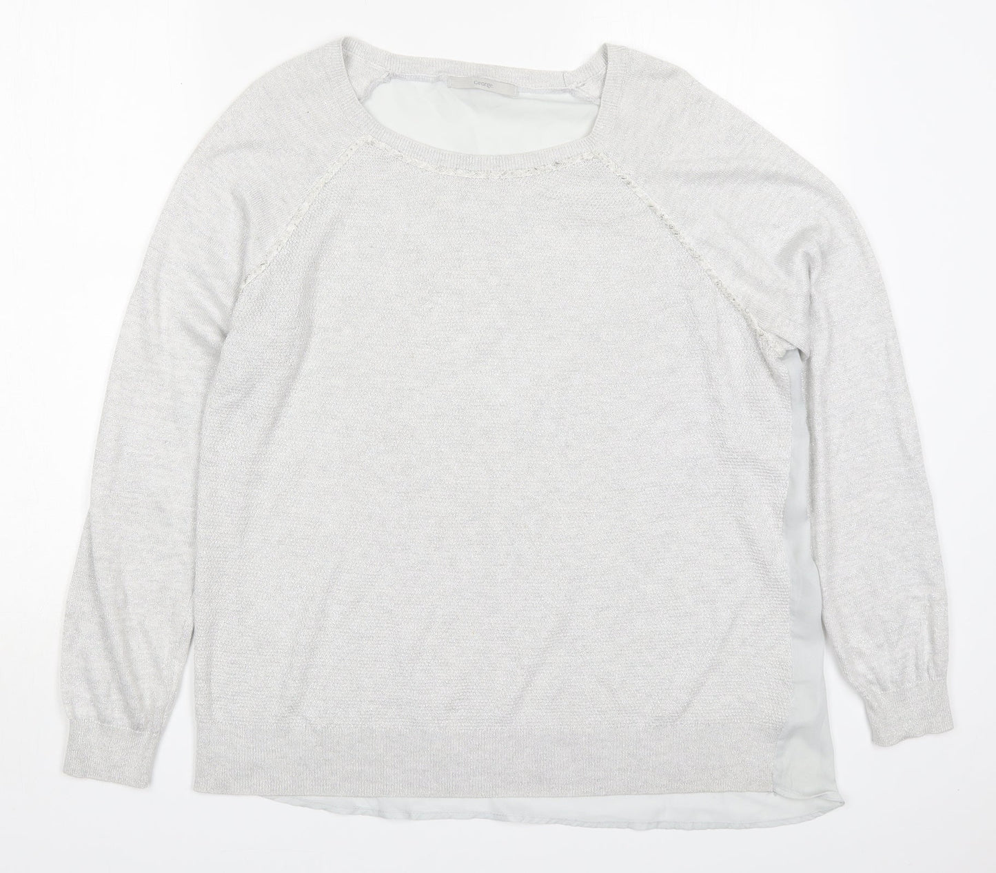 George Womens Grey Round Neck  Polyester Pullover Jumper Size 16