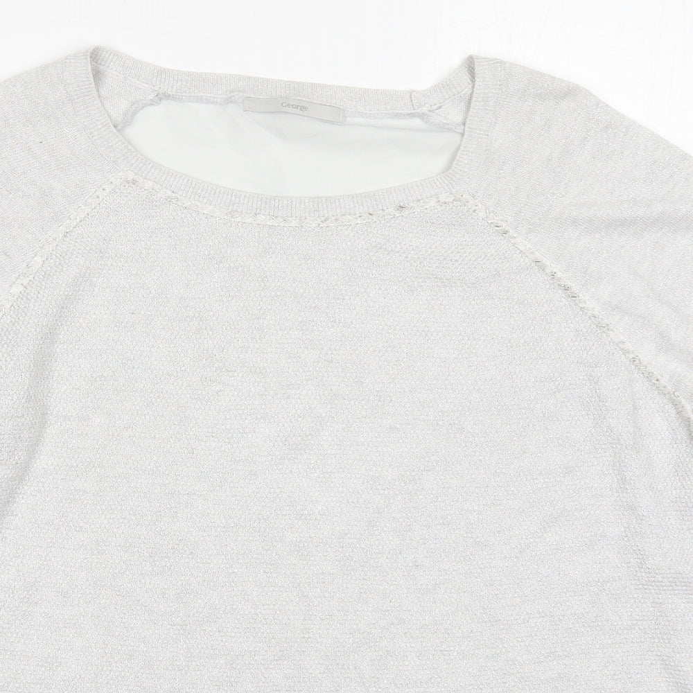 George Womens Grey Round Neck  Polyester Pullover Jumper Size 16