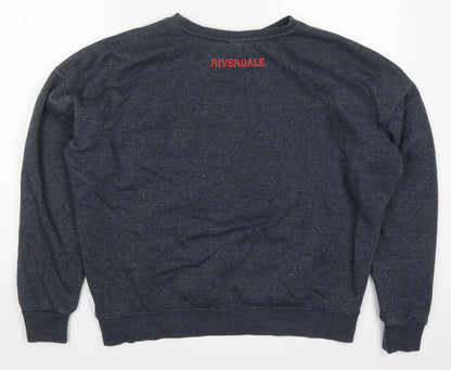 Back view of Primark women’s grey polyester pullover sweatshirt, size UK 14, pullover - riverdale south side serpents
